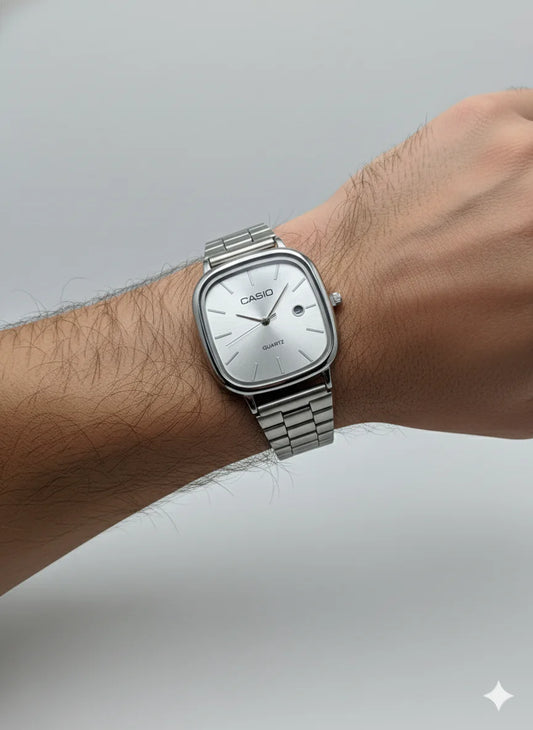 Montre casio Analogique Carrée Classique - Acier Inoxydable Argenté
