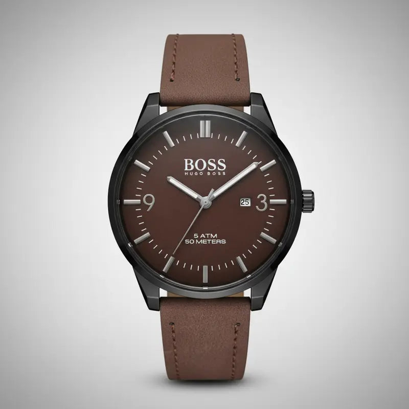 BOSS Men's Brown HB1549 – Elegant Leather Strap & Premium Design