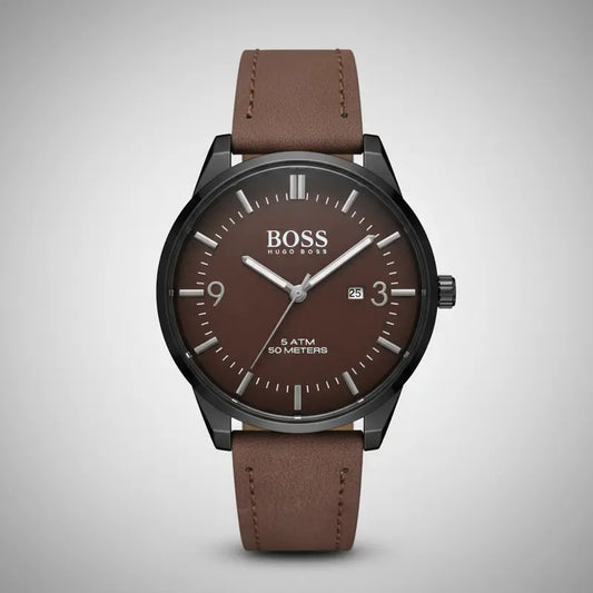 BOSS Men's Brown HB1549 – Elegant Leather Strap & Premium Design