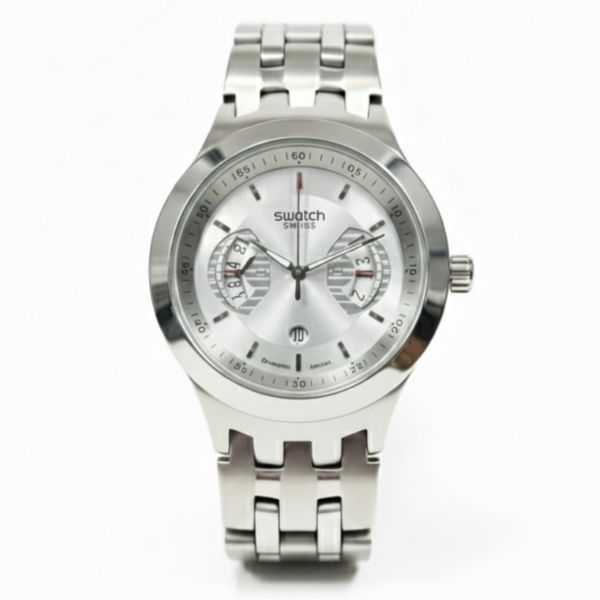 Montre Swatch Irony Swiss – Pureté argent & sophistication intemporelle