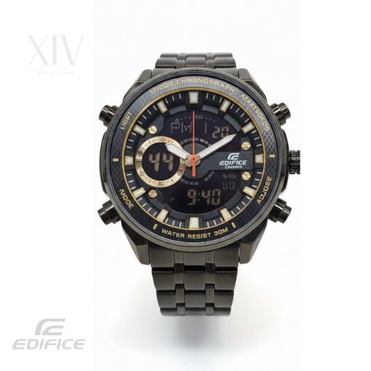 Montre Chronographe Casio Edifice Homme – Boîtier Bicolore Acier & Or, Cadran Blanc Multi-Fonctions EFR-574D