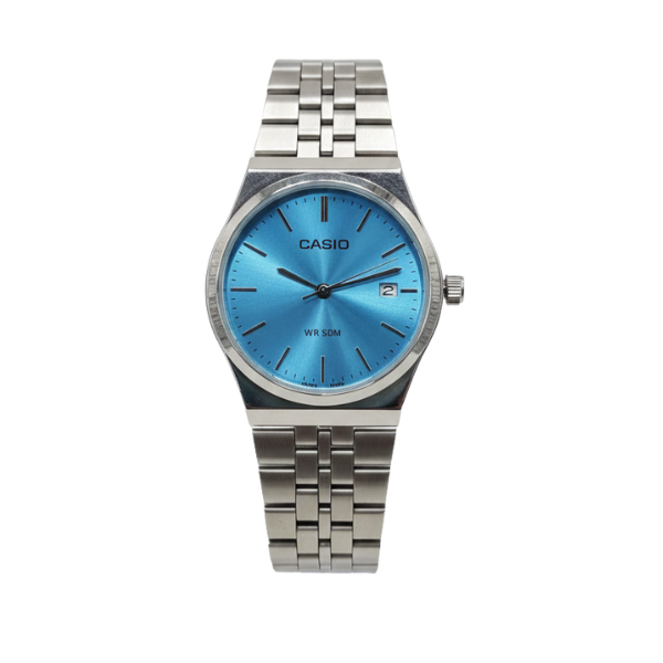Montre Homme Casio Classique – Bracelet Acier Inoxydable Argent – Cadran blue