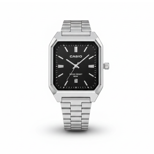 Montre Homme Casio MTP – Bracelet Acier Inoxydable Argent – Cadran Noir