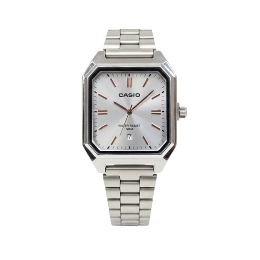 Montre Homme Casio MTP – Bracelet Acier Inoxydable Argent – Cadran Blanc