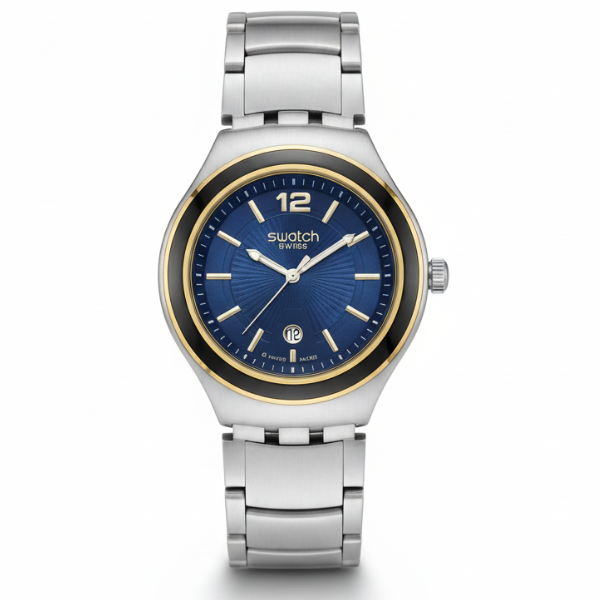 Swatch Modern Classic blue gold – Acier & Minimalisme