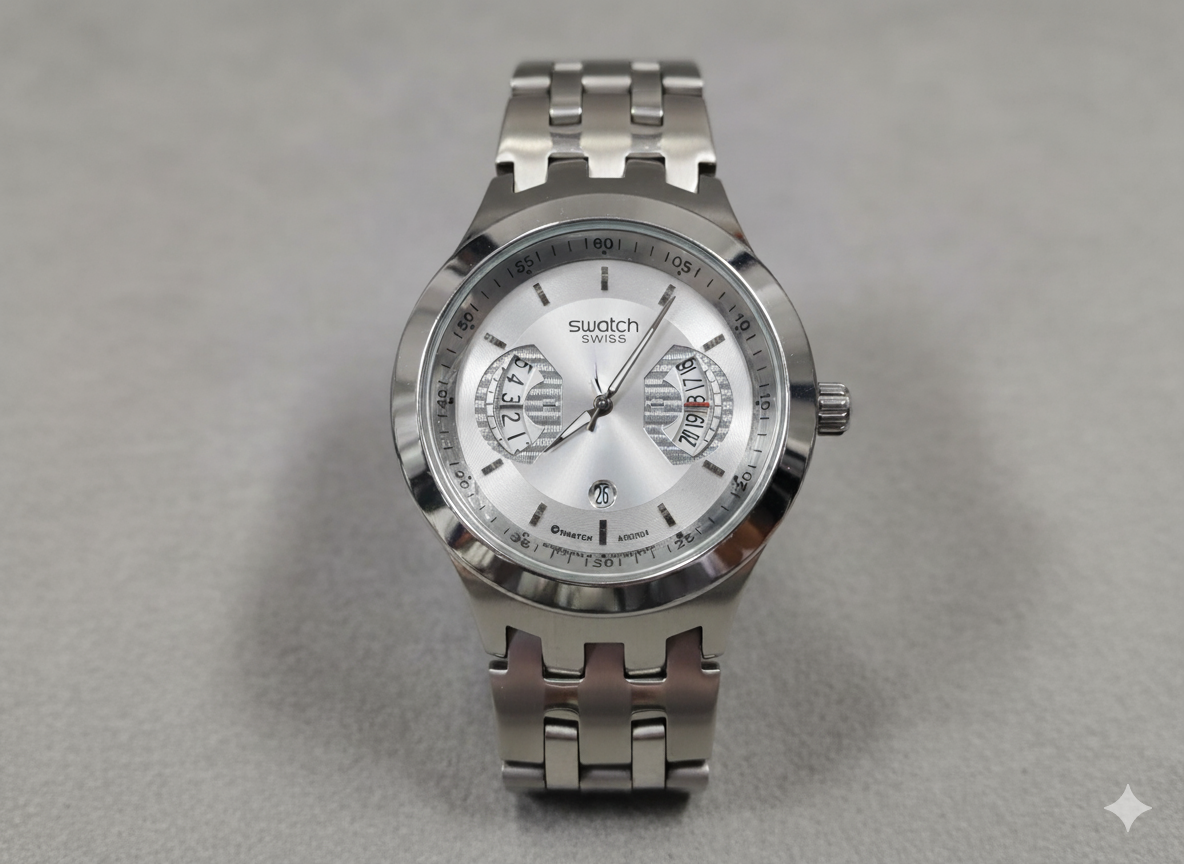 Montre Swatch Irony Swiss – Pureté argent & sophistication intemporelle