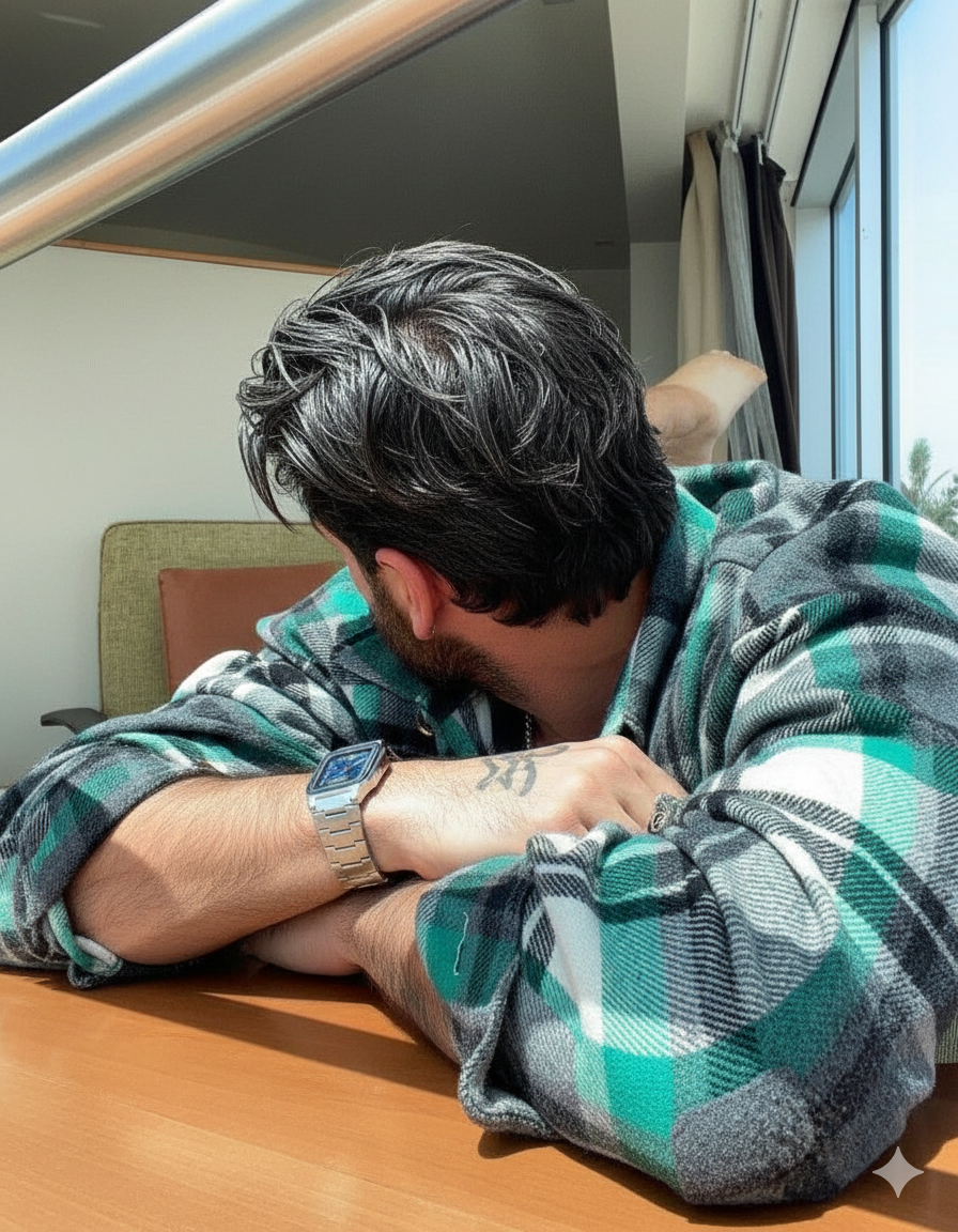 Montre Homme Casio  – Bracelet Acier Inoxydable Argent – Cadran Bleu Texturé