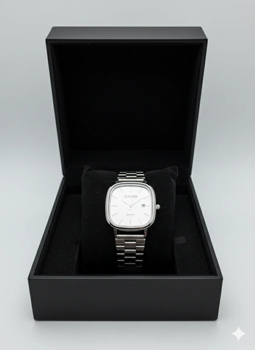 Montre casio Analogique Carrée Classique - Acier Inoxydable Argenté