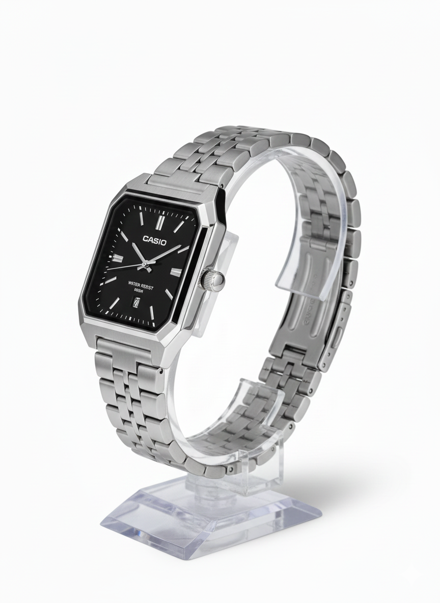 Montre Homme Casio MTP – Bracelet Acier Inoxydable Argent – Cadran Noir