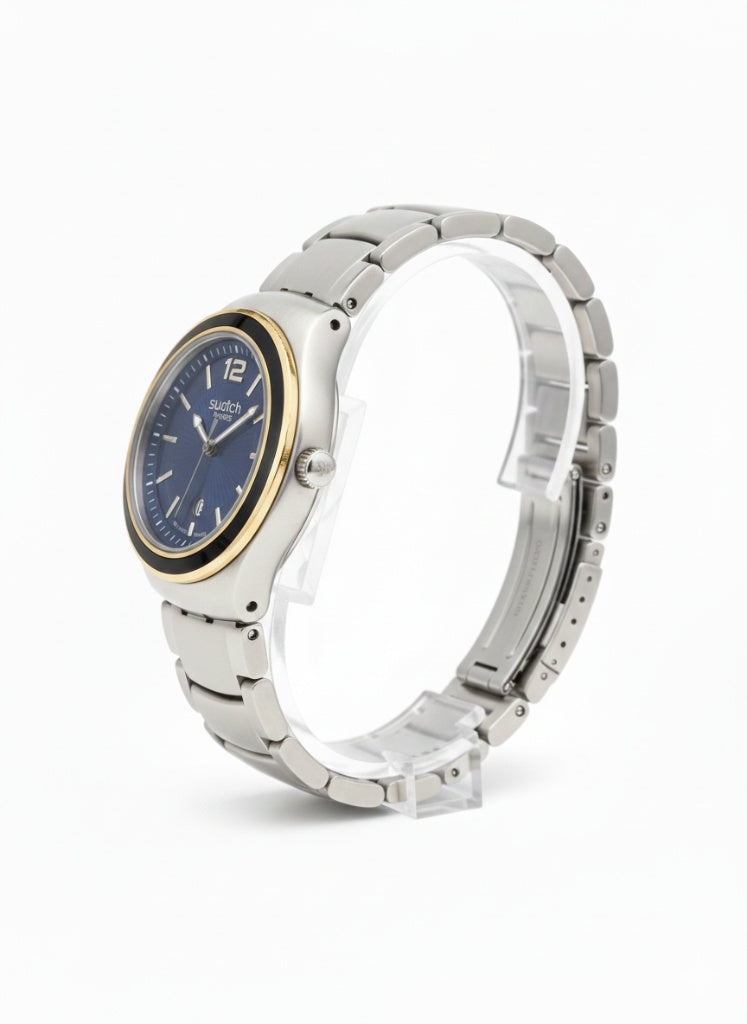Swatch Modern Classic blue gold – Acier & Minimalisme