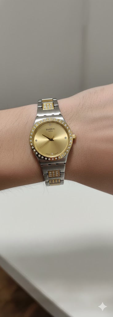 Swatch Bicolore Cristaux: Acier et Or Jaune