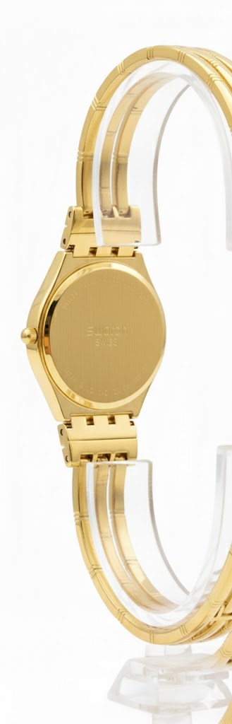 Swatch Or Jaune & Nacre: Montre Bangle Luxe avec Cadran Mère-Perle