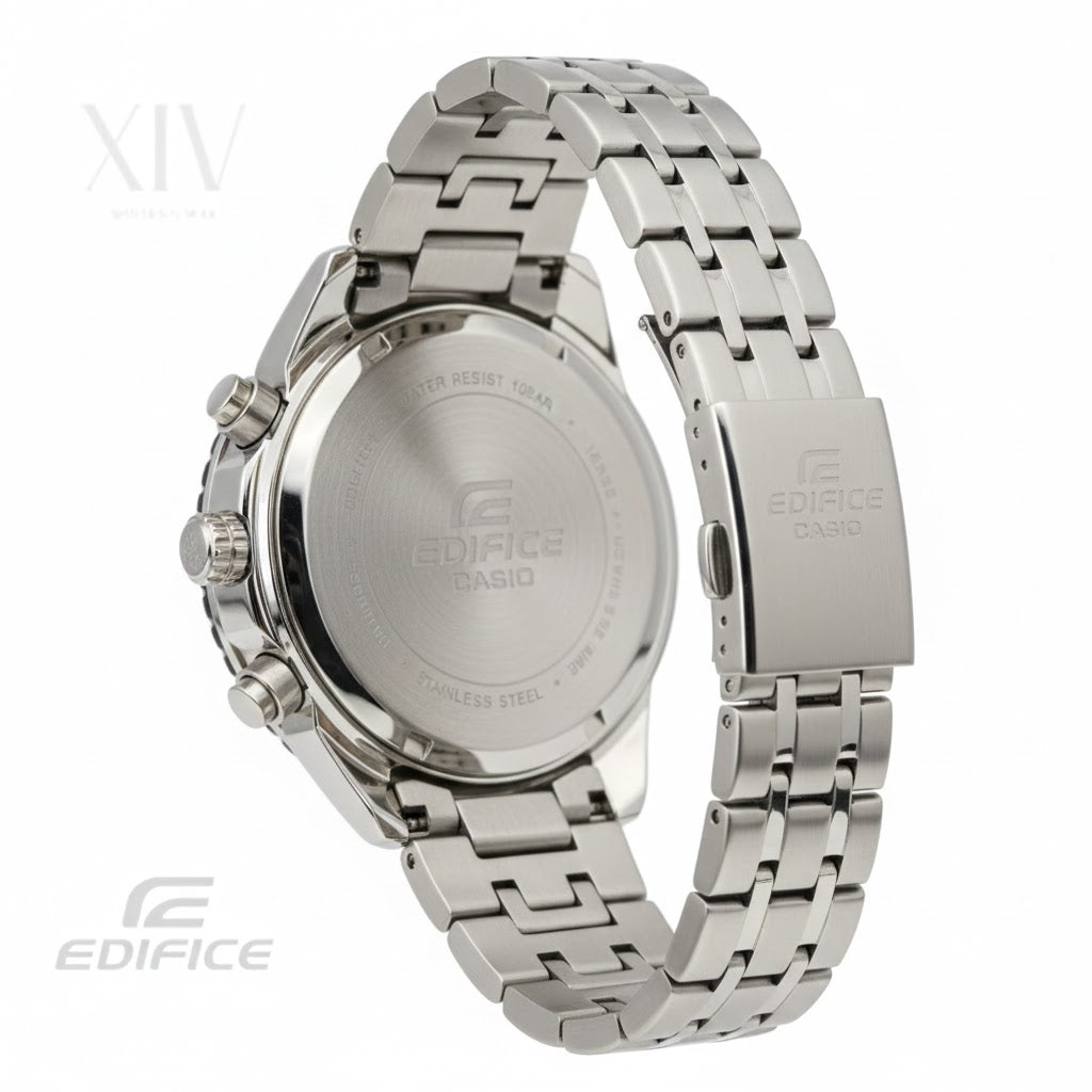 Montre Chronographe Casio Edifice Homme Bicolore – Cadran Blanc, Acier Inoxydable et Lunette Dorée, Modèle EFR-560
